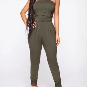Elegant Strapless Grey Jumpsuit